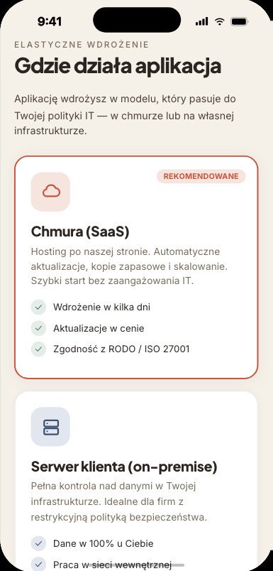 Gdzie działa aplikacja — chmura lub Wasz serwer