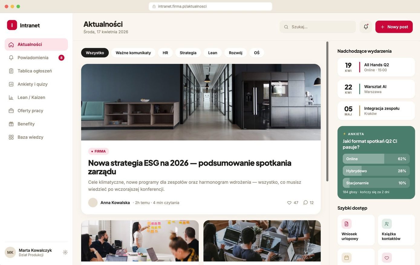 Wersja przeglądarkowa AllAbout — panel pracownika