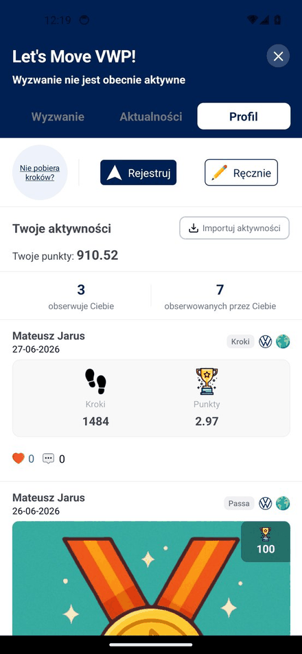 Ekran profilu